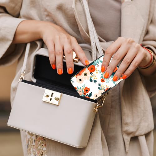 Image of Card Holder Credit Cards Holder for Women RFID wallet women Business Card Holder Wallet Mini Aluminum Card Wallet RFID Blocking Slim Metal Hard Card for Women, Brightly Colored Flowers