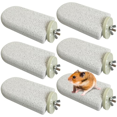 Apatal 6 Pack Lava Ledges for Rats Hamster Climbing Ledge Platform Hanging Pet Chewing Grinding Toys Small Animal Cage Accessories for Guinea Pig Gerbil Mouse(Medium Gray)