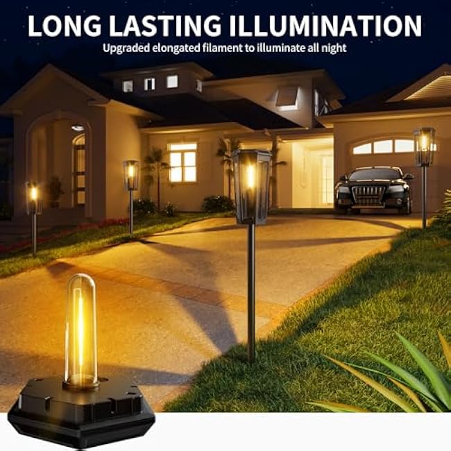 KINKAI Solar Walkway Lights Classic Pathway Light Warm Light