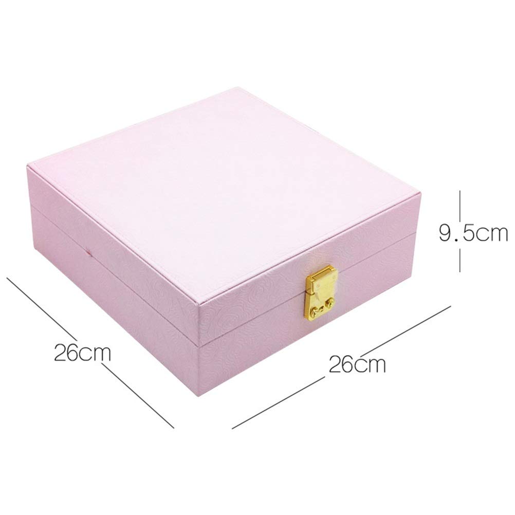 Joyero de Almacenamiento Simple de Cuero de PU con Cerradura, Pendientes, Collar, Caja de Embalaje, Estuches y exhibidores