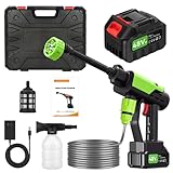 Leymibor 高圧洗浄機 コードレス 充電式 高圧洗車機 バッテリー式 最大吐出圧力10MPa高圧洗浄機 6in1多機能 コードレス 48V 20000mAh大容量バッテリ2個 高性能 持ち運び便利 ノズル付き 自動吸水 洗車/エアコン/庭/花園用/階段/屋外/年末大掃除 (グリーン)