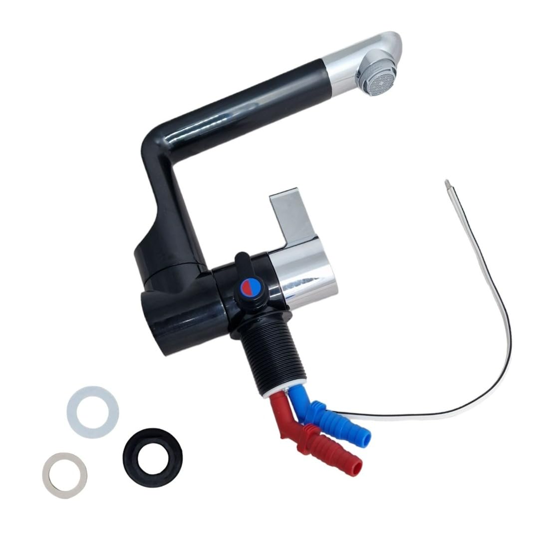 Robinet d'eau mélangeur chaud et froid 12 V Micro interrupteur 160 mm Bec pliable pour caravane, camping-car, fourgon aménagé et bateau