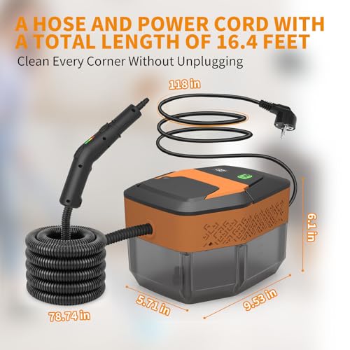Image of Steam Cleaner,3-Level Adjustable Handle,60.87oz Tank 15s Heat-Up,2500w Portable Steamer for Cleaning,Handheld Steam Cleaner for Home for Dirt,Grease,Bed Bugs,Grout,Tile,Floor,Car