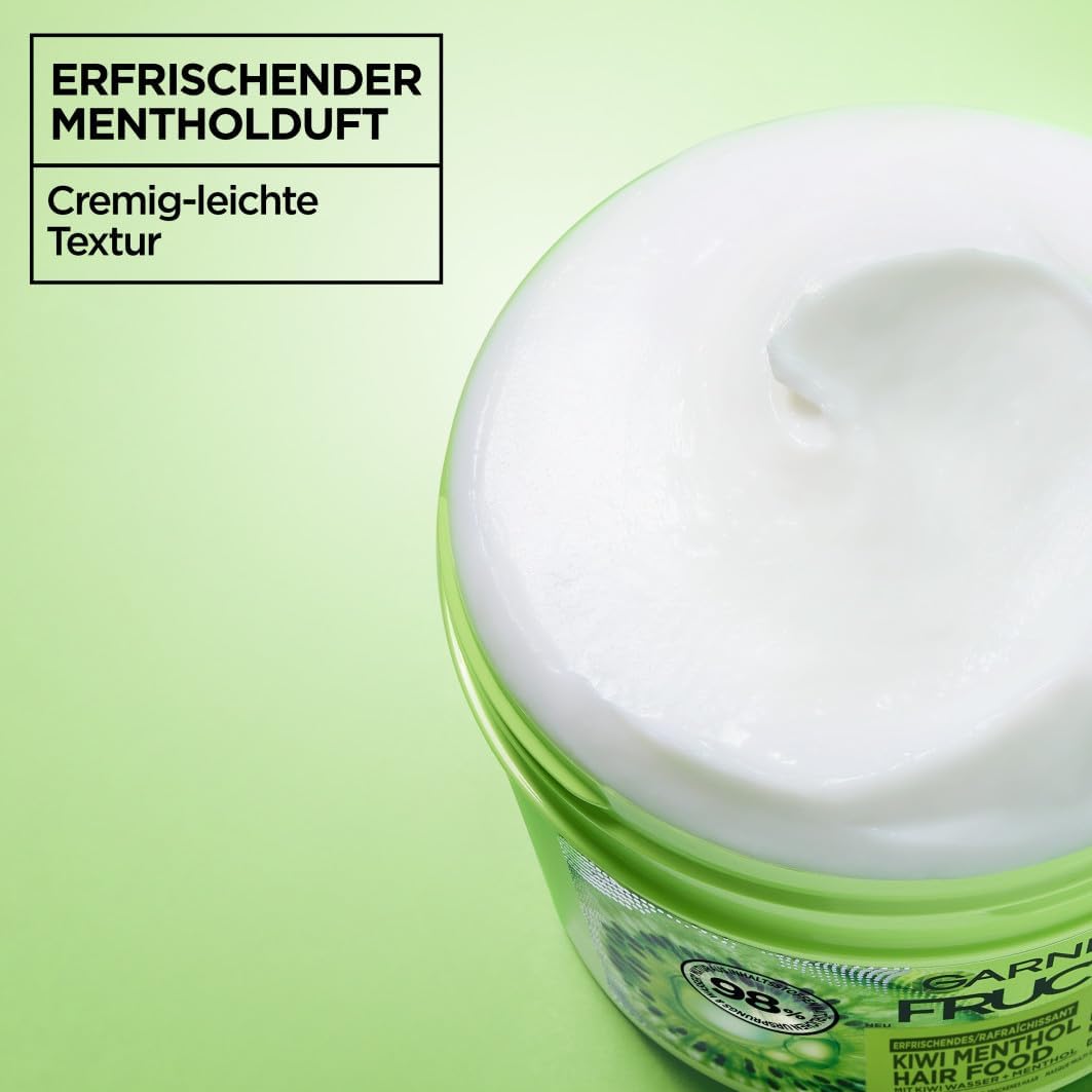 Garnier Fructis odświeżająca maska do włosów kiwi mentolowa do włosów, multi-zastosowanie z wodą kiwi i mentolem, dla nawilżenia i świeżości, 400 ml