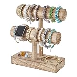 Conception en T:La conception en T utilise pleinement l'espace vertical, plusieurs bracelets peuvent être accrochés à la barre de manière ordonnée, ce qui réduit non seulement la quantité d'espace occupé sur le bureau ou l'écran, mais permet également une présentation complète de chaque bijou