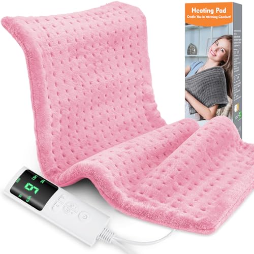 Heating Pad for Back Pain 2412 Electric Heat Pad with 9 Heat Levels & 4 Auto-Off Timers Portable Heating Pad for Period Cramps Shoulder Neck Machine Washable Gifts for Women and Men
