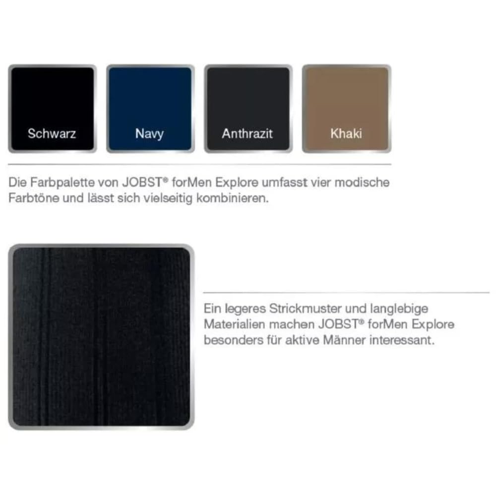 Jobst forMen Explore - Herren Kompressionsstrümpfe Kniestrümpfe | KKL2 | long | Schwarz | VI | Reisestrümpfe | Freizeitstrümpfe | mit Baumwolle und integrierten Carbonfasern