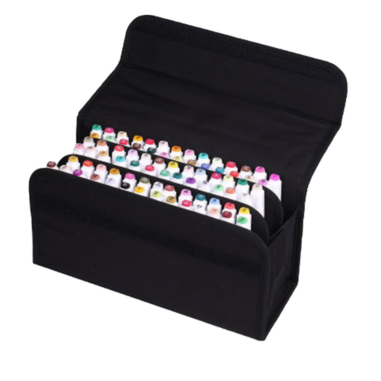 Gadpiparty Borsa Porta Pennarelli con 80 Scomparti, Astuccio Organizer | Tessuto Nero, Maniglia per Trasporto, Accesso Rapido, per Ufficio e Arte, Formato Portatile