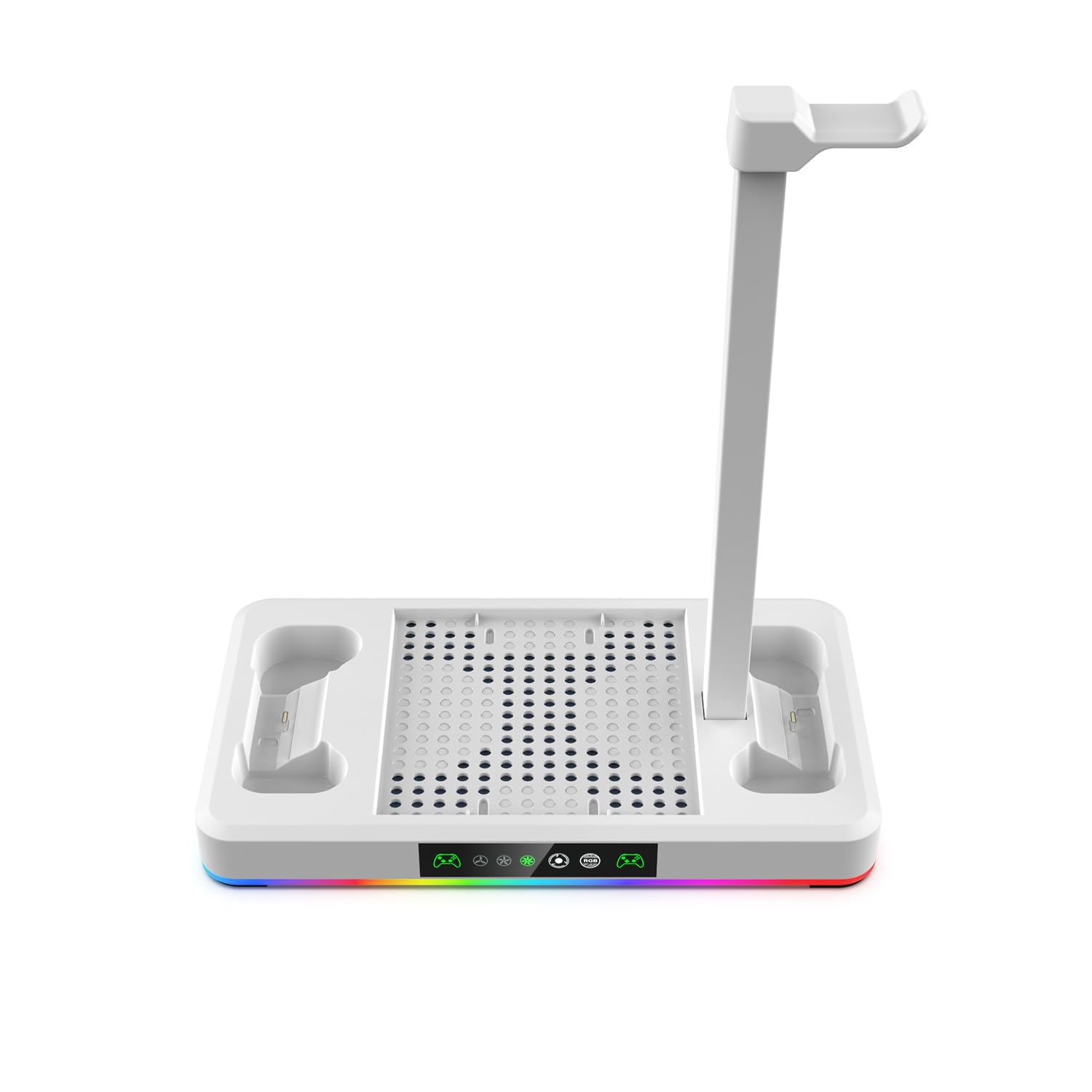 Soporte de refrigeración con soporte de carga del mando la consola para Xbox Serie X, estación de carga de refrigeración Accesorios del sistema de refrigeración con soporte para auriculares (Blanco)