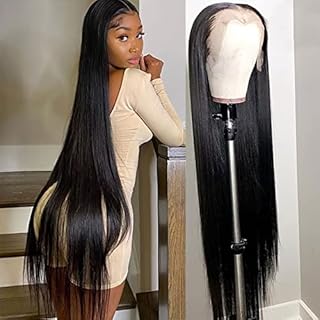 LOVEVOL 40 Inch Wig Human Hair Lace Front Wigs for Women Straight 180 Density HD Lace Front Wigs Human Hair Pre Plucked With Baby Hair Straight Frontal Wigs Human Hair HD Lace Wigs Bleached Knots Natural Color