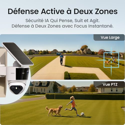 aosu T2 Pro 3K Camera Surveillance WiFi Exterieure sans Fil, 5MP Double Caméra 360° PTZ + 170° Grand-Angle sans Angle Mort, Suivi Auto AI Détection Personne Voiture Animal, Vision Nocturne Couleur – Image 5