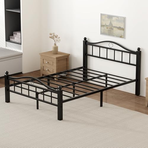 Image of Metal Full Size Bed Frames with Headboard & Footboard | Noise-Free Design, 12 inch Underbed Storage, Heavy Duty Metal, No Box Spring Needed, Tool-Free Assembly