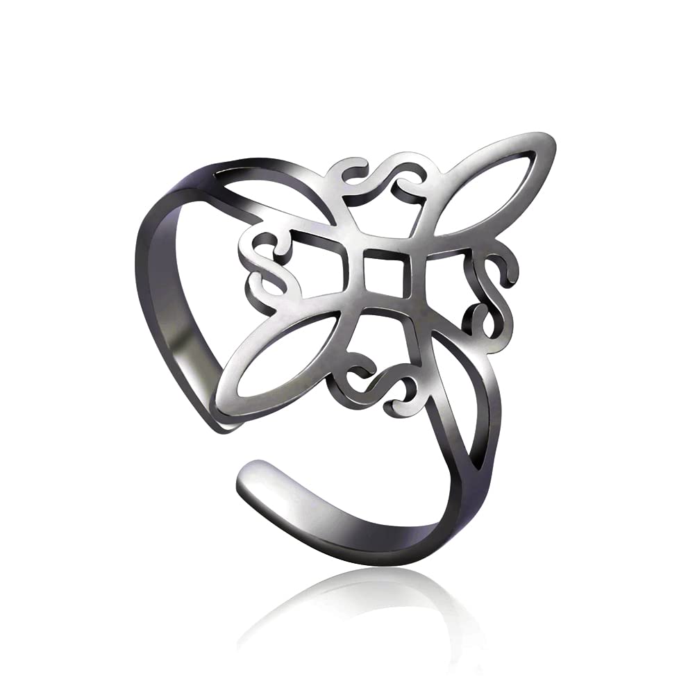 TEAMERAnillo de nudo de brujas, anillo de nudo de amor celta de brujería de acero inoxidable para mujer, colgante de nudo celta geométrico, joyería Vintage