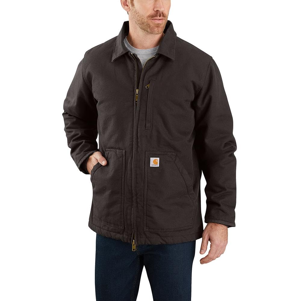 Carhartt Mens Loose Fit Washed Duck Sherpa-Lined Coat