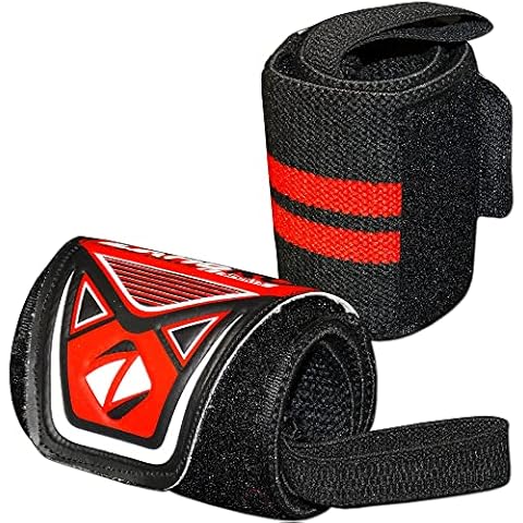 ZAHBRO Black-Red Weightlifting Wrist Wraps Cover