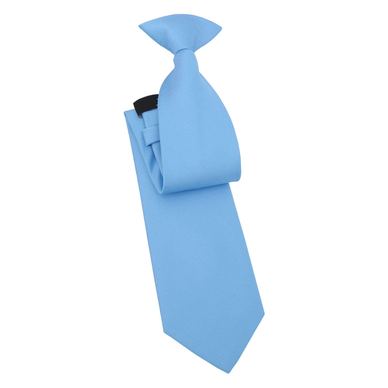 DQT Mens Plain Twill Clip-On Tie - Pre-Tied Necktie - Wedding, Business & Formal - Cornflower Blue