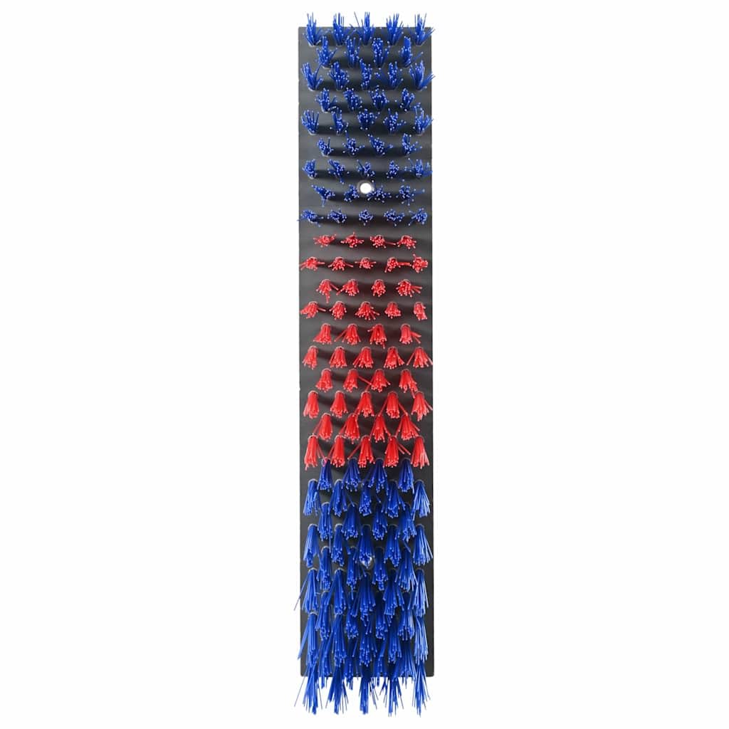 Cepillo de ganado montado en la pared de plástico y acero, rojo y azul, 50 x 10 x 6,5 cm, para establo y pasto, cuidado de ganado y caballos