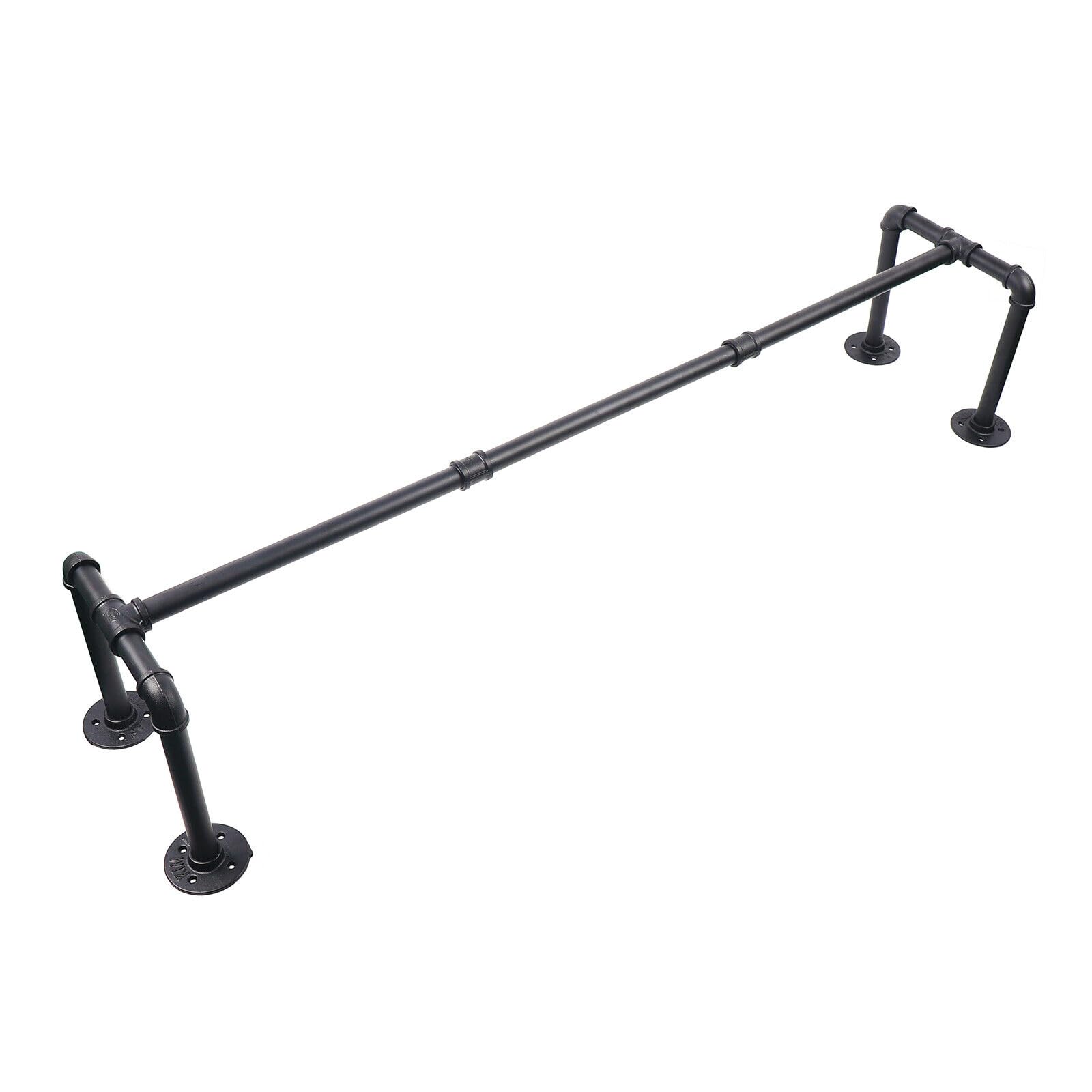 Barra Colgadores de Ropa de Pared Industrial de 115 cm, Montaje en Pared, Industrial, para Dormitorio, Salón, Color Negro