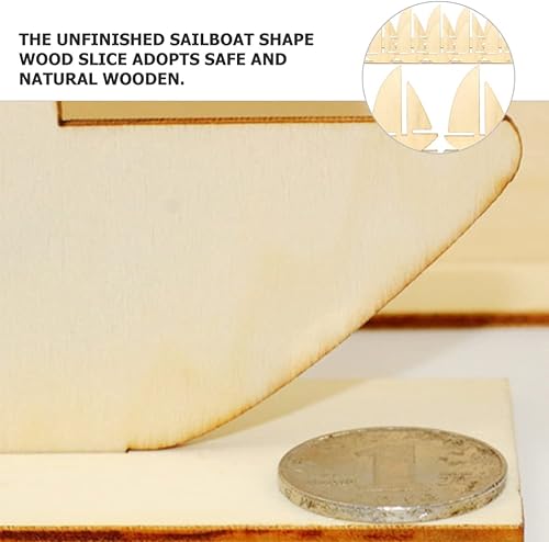Miniatura 6 de Juguetes de playa para niños, 10 piezas de madera sin terminar, decoración de barco de madera para pintar para artes, manualidades, proyectos de
