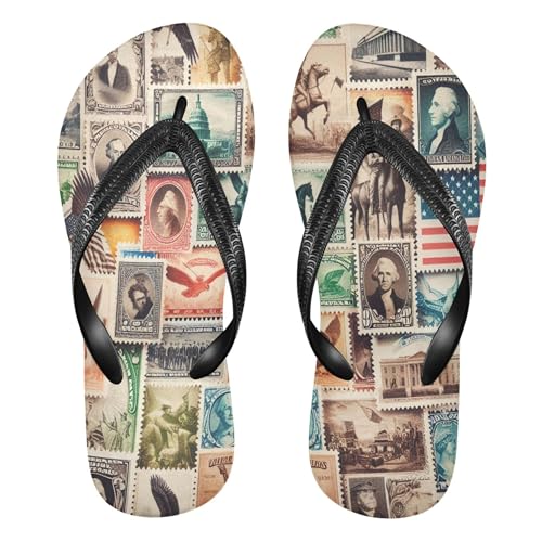 Burbuja Us Stamps Flip Flops for Women Men, Soft Thong Sandals Rubber Slippers for Pool Beach Essentials