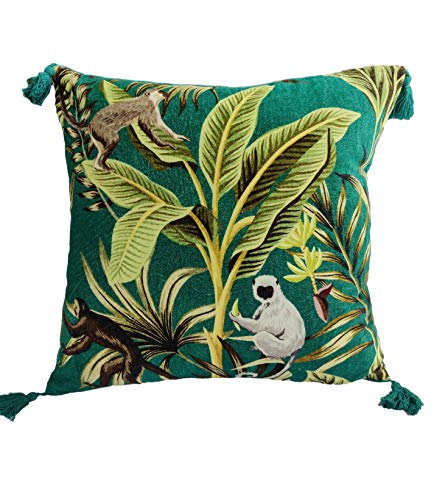 Ragged Rose Jungle Coussin imprimé Singe Coton Vert 50 x 50 cm