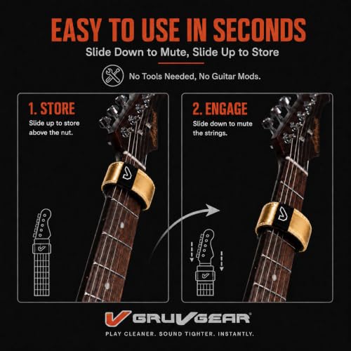 Image of Gruv Gear Fret Wrap & Guitar Mute, Fretwrap for Acoustic, Electric & Bass | String Dampener Recording, Tapping & Practice Accessory (1 Pack, Medium Gold, Fits 5 String Bass, 7 String Guitar)