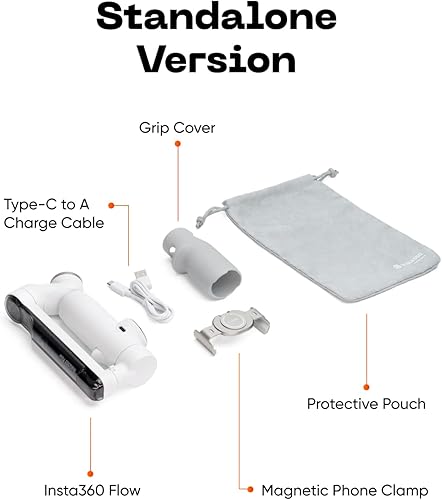 Miniatura 5 de Insta360 Estabilizador de cardán de flujo para teléfono inteligente, kit de creador, cardán alimentado por IA, estabilizador de teléfono de