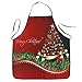 Amosfun - Grembiule con motivo Chistmas stampato, impermeabile, ideale per feste di Natale, cene, cucina, forniture per cottura (albero di Natale)