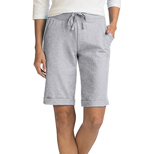 Hanes Women's French Terry Bermuda Pocket Short Light Steel