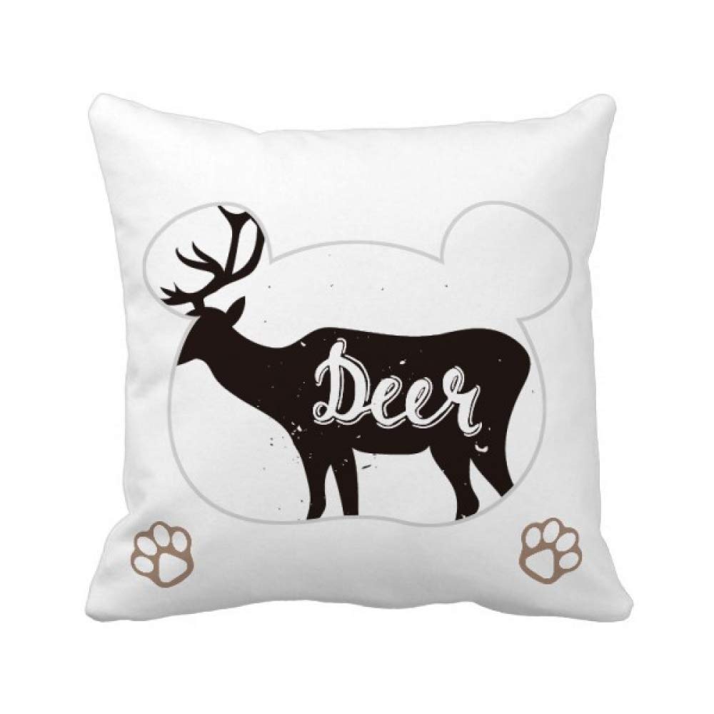 Housse de coussin cerf noir et blanc 45x45 cm carrée pour décoration salon et chambre