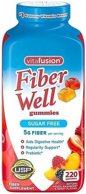 Vita-Fusion Fiber Well Sugar Free Gummies Supplement, Peach, Strawberry and BlackBerry Flavored Supplements, 220 Count Vita-Fusion Fiber Well Sugar Free Gummies Supplement, Peach, Strawberry and BlackBerry Flavored Supplements, 220 Count