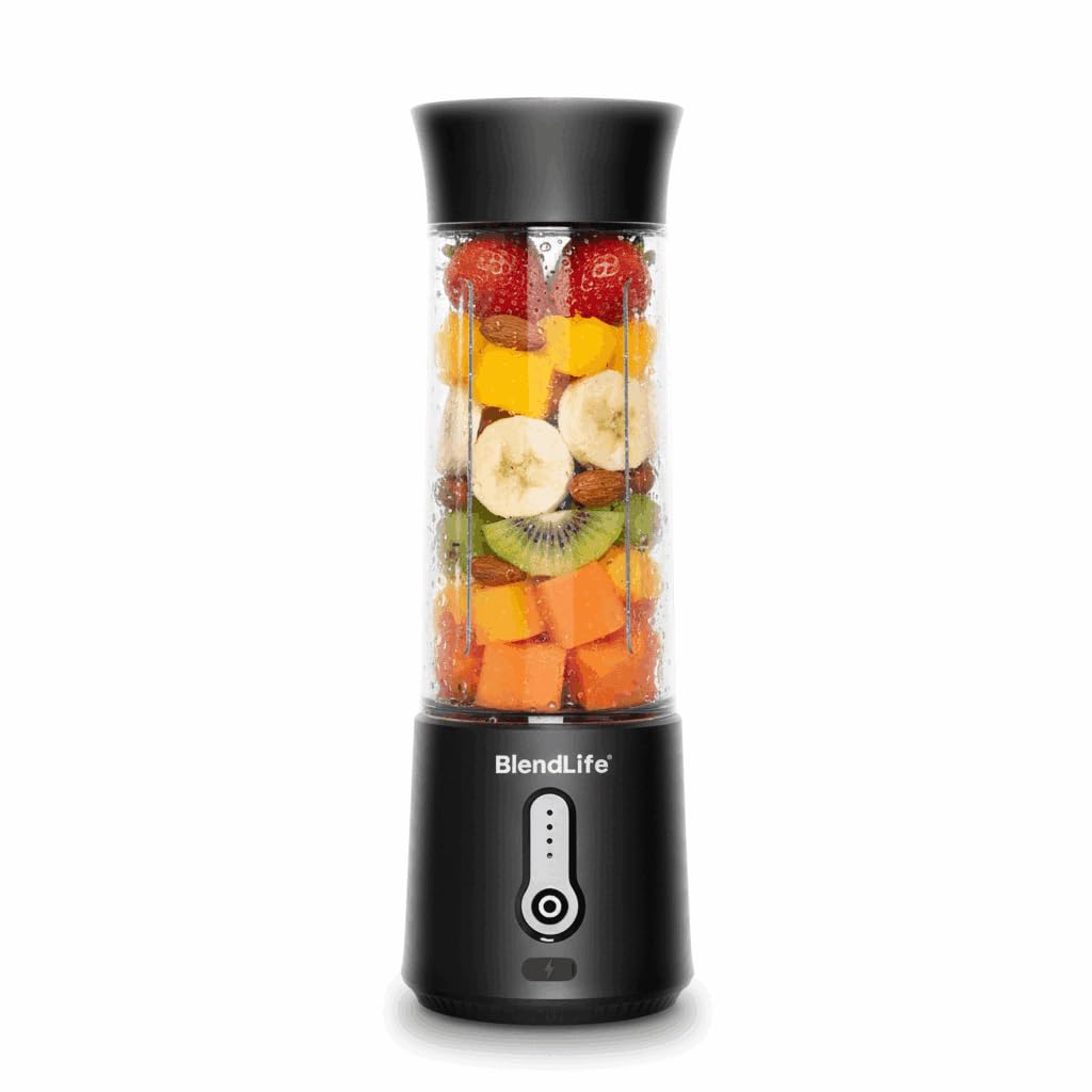 BlendLife Elite Portable Juicer Mixer Blender | Reverse Blend, Sipper, Dual Modes, LED Lights, Strainer | Perfect for Juices, Smoothies, Shakes & Kitchen Use | Black (Plus Black)