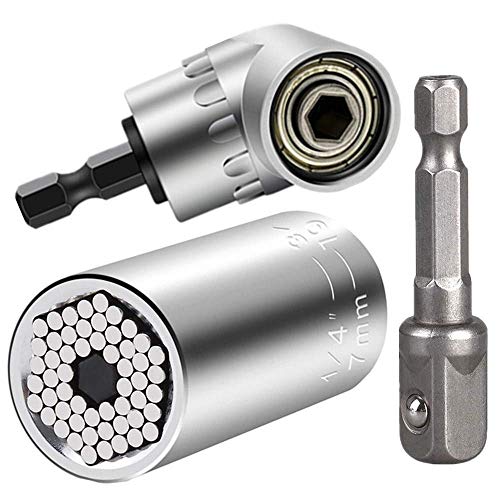 Preisvergleich Produktbild GUYISTE Steckschlüssel Universalschlüssel Universal Nuss Universal-Steckschlüssel Multi Funktions Handwerkzeuge 7-19mm mit 105° Winkelschrauber Vorsatz Adapter Reparatur Werkzeuge