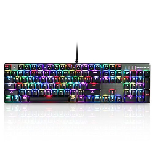 Teclado Mecânico Motospeed CK104 Gamer Preto Switch Azul RGB ABNT2