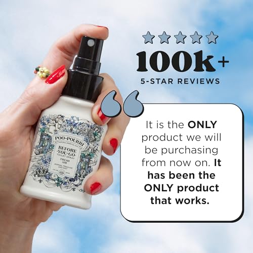 Poo-Pourri Before-You-Go Toilet Spray, Fresh Air, 4 Fl Oz, Up to 200 Uses, Bathroom Odor Deodorizer , Plant-Based with Essential Oils, for Home or Work, Jasmine, Fresh Air and Mint Scent - Image 5