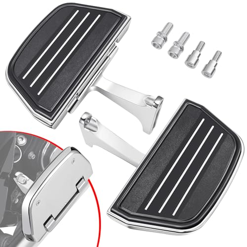 Image of Benlari Passenger Floorboards Motorcycle Footboards Stainless Steel with Mount Kits Compatible with Harley Davidson Touring Road King Street Glide Road Glide Electra Glide 1993-2025 Streamline(Chrome)