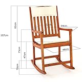Deuba Schaukelstuhl inkl Kissen Wippfunktion Akazien Holz Gartenstuhl Liegestuhl - 9