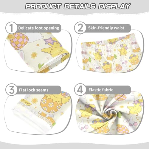 ZZKKO Girls Leggings Retro Disco Bunny and Chick Toddler Girls Clothes Leggings for Girls Toddler Girls Leggings 3-4T3