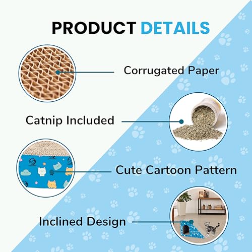 Image of Foodie Puppies Cat Scratcher Pad with a Catnip and 18 Screws for Cats & Kittens - (Inclined Play House) | Durable Corrugated Scratching House, Easy to Assemble | Furniture Protection, Play & Relax