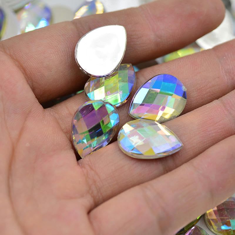 Strasssteine für Kleidung, Acryl Flatback Strass Kleber Auf Tropfen Multicolor Mehrere Größen for Handwerk Zubehör(Dark purple,18x25mm 100pcs)