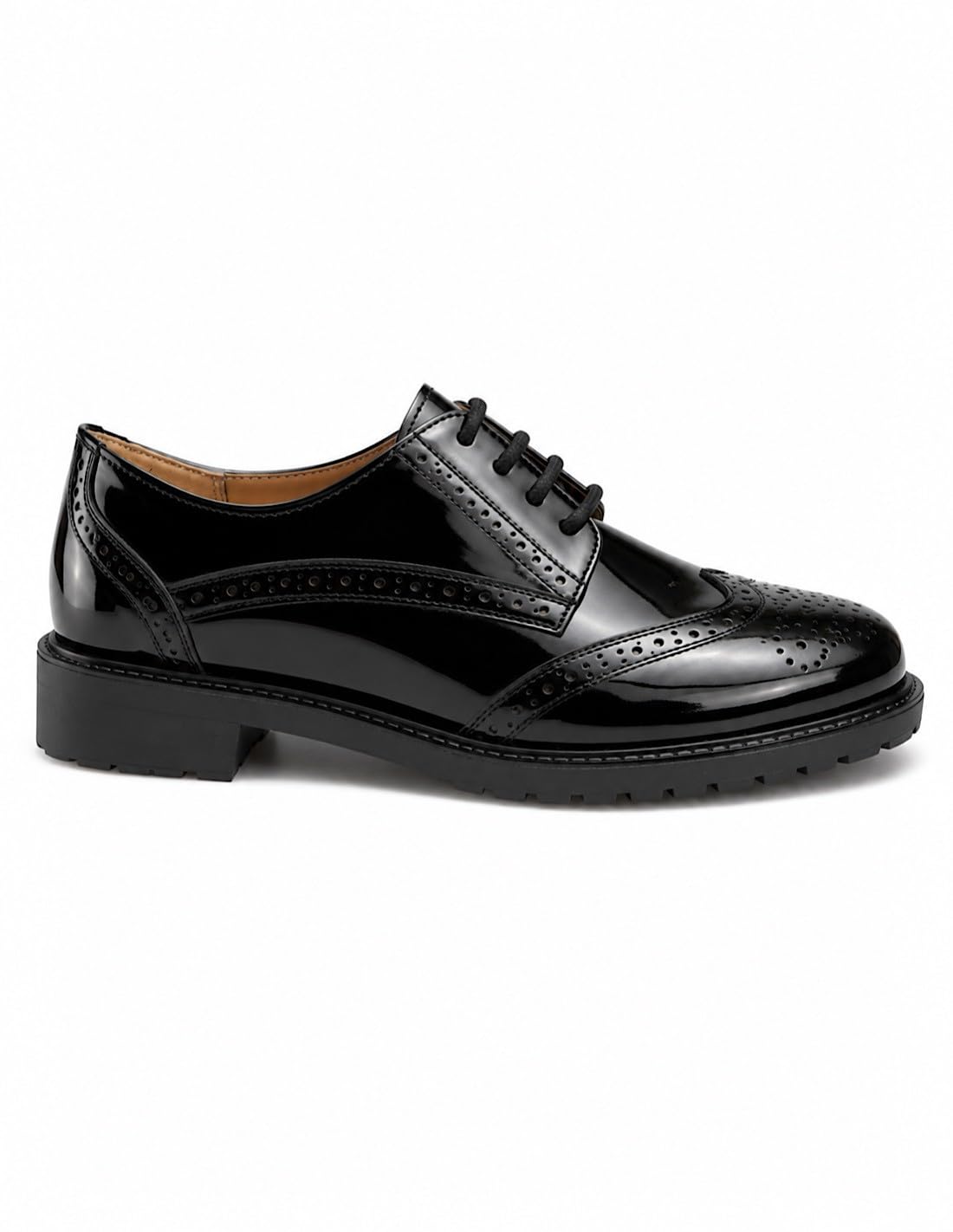 Derbies Vernies Elegante Donna Suola Pelle Tacco Quadrato
