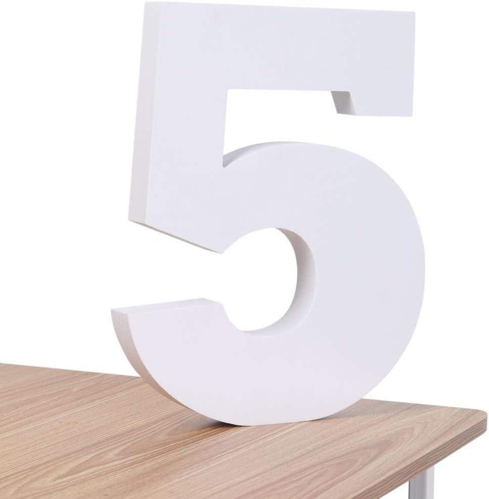 Foam Number 5 Standing 3D Number High Density Number 5 Photo Prop 5 Sign for DIY Birthdat Party Craft School Project (White,5,12inches)