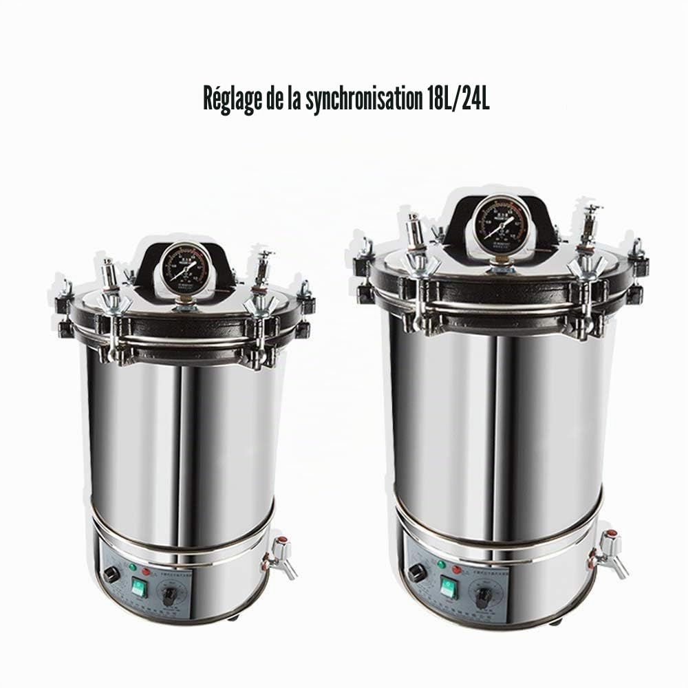 Autoclave en acier inoxydable stérilisateur à vapeur armoire de stérilisation en acier inoxydable pour équipement médical dentaire (Réglage de l'heure,24L)