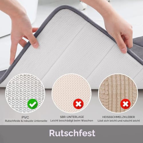 Homaxy Memory Foam Dick Badezimmerteppich, 40 x 120 cm, Dunkelgrau – Ansicht 4