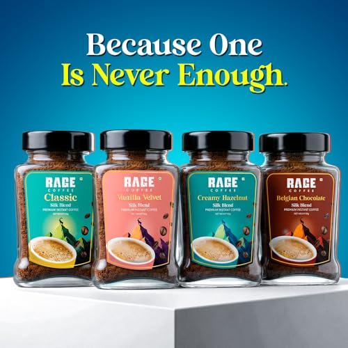 Image of Rage Coffee Silk Blend Instant Coffee Powder | Creamy Hazelnut Silk Blend Flavoured Coffee 60 GMs | Premium, Bold & Smooth (Pack of 2)