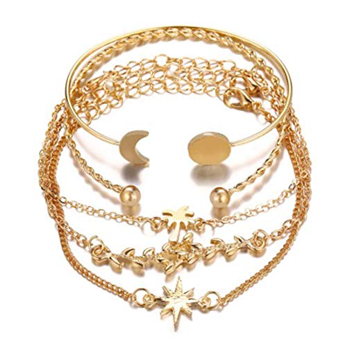 5 Plated Boho Bracelets Set