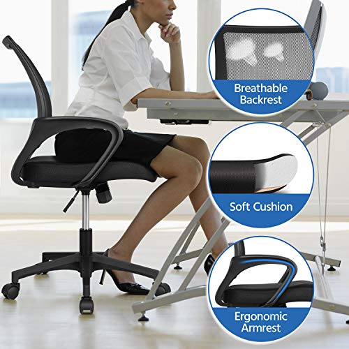 Yaheetech Office Chair Ergonomic Computer Chair Mid Back Adjustable Desk Chair With Lumbar Support Armrest, Swivel Mesh Task Gaming Chair For Home Office Study, Black #TOP5
