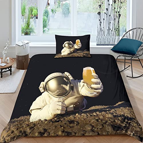 Ensemble de literie astronaute housse de couette microfibre 135x200
