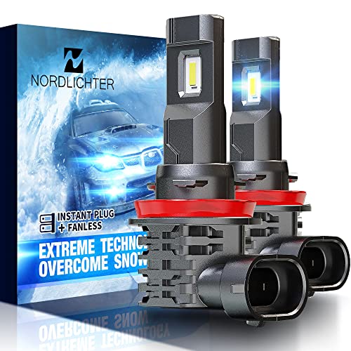 N NORDLICHTER H11 LED Headlight Bulbs, All-in-One Direct Installation 60W 12000LM 6500K Cool White H8/H9 Halogen Replacement Conversion Kit, Pack of 2
