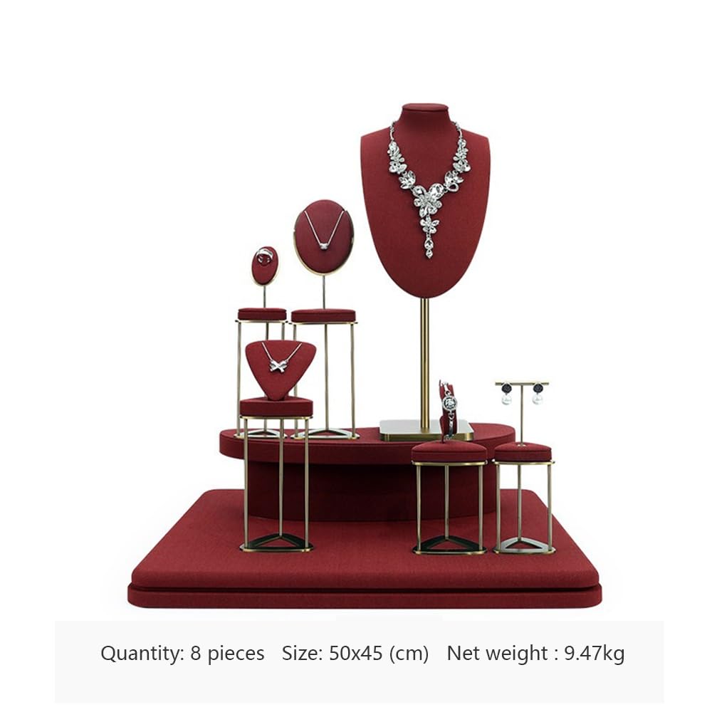 Schmuckständer Schmuck-Display-Set aus rotem Samt, Büste und Ringständer | Thekenschaufenster